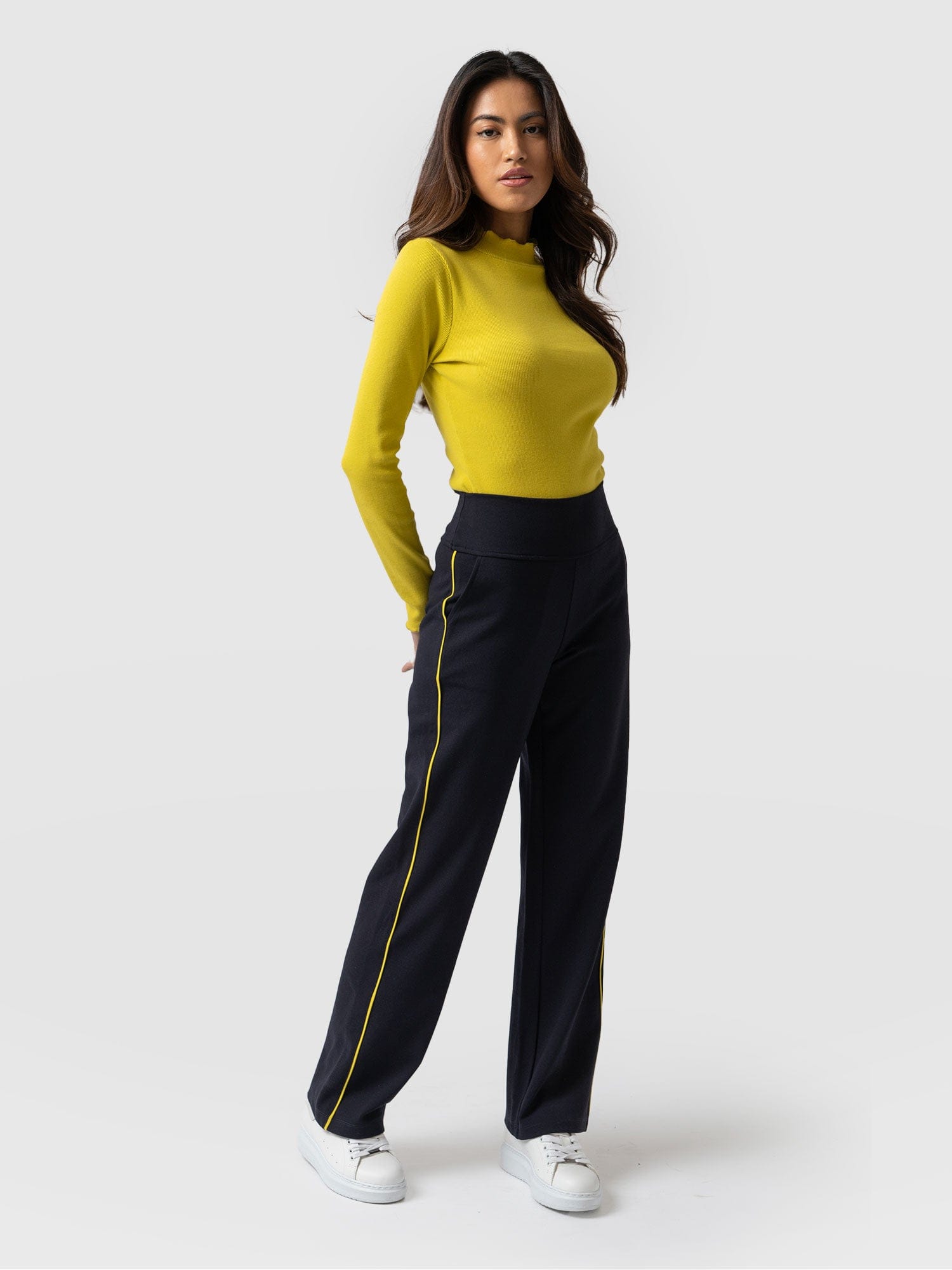 Runway Pant Navy with Lime Piping - Women's Trousers | Saint + Sofia® UK